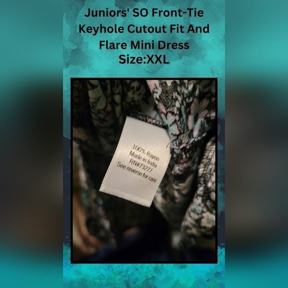 Juniors' SO Front-Tie Keyhole Cutout Fit & Flare Floral Mini Dress - Size XXL - Picture 11 of 11